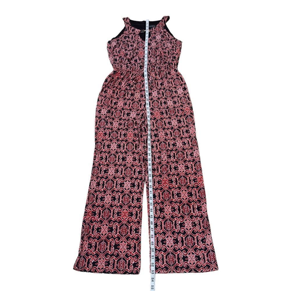 ENFOCUS Studio Red Black Print Sleeveless Jumpsuit Size 10 - Picture 10 of 16